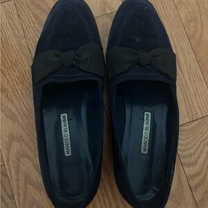 Manolo Blahnik Navy Suede Loafers